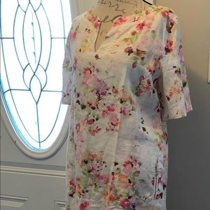 J Jill Love Linen white floral dress L